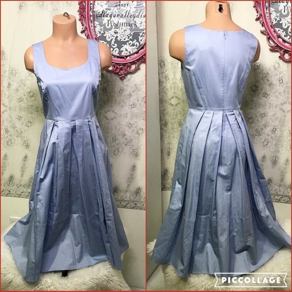 Ann Taylor Retro Dress Womens sz 2 Scoopneck Party Pleated Fit & Flare - Picture 4 of 9